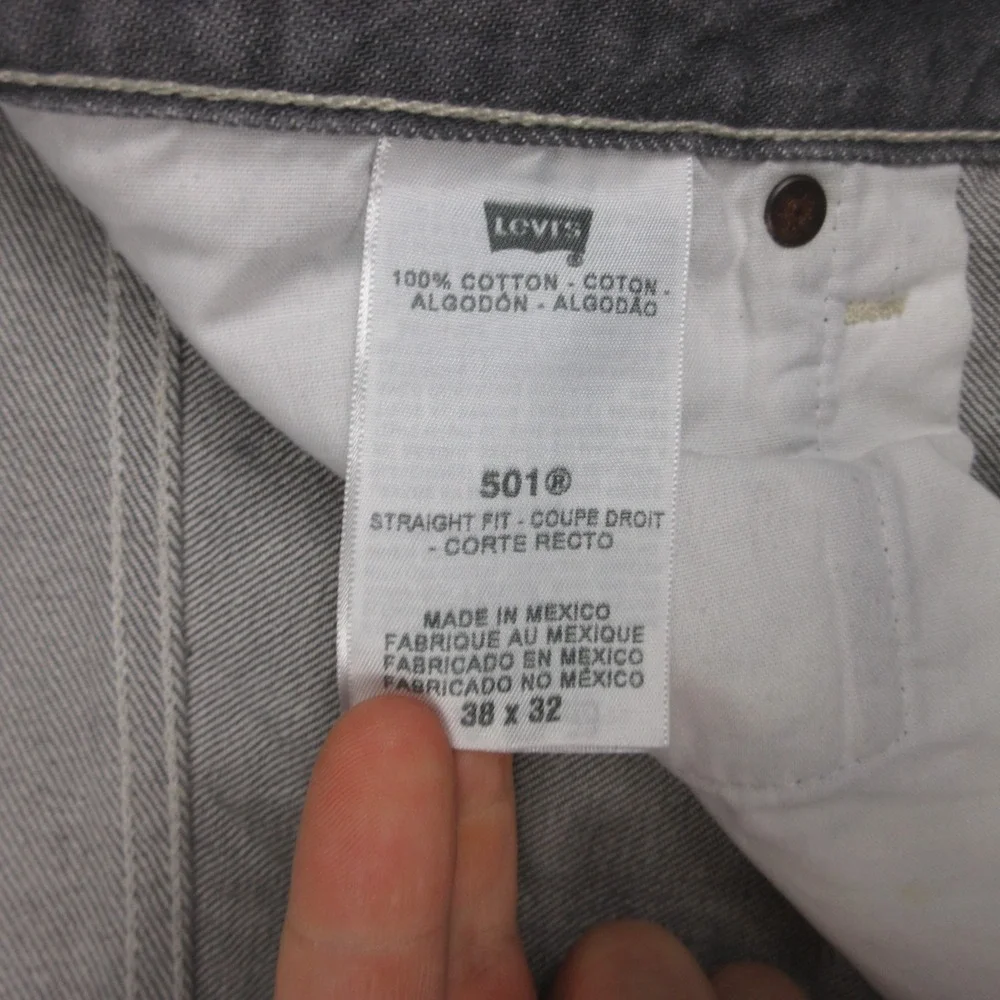 Levis Jeans Mens 36x29 (Tag 38x32) Gray 501 XX Button Fly Shrink to Fit Denim